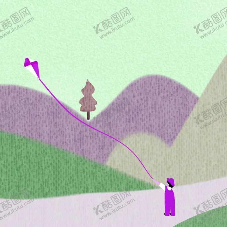 编号：64055212080926514934【酷图网】源文件下载-放风筝水彩风景画挂画装饰画