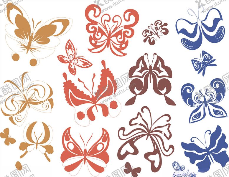 编号：87016309120107167091【酷图网】源文件下载-矢量蝴蝶花纹