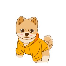 穿衣服的黄色小狗插画