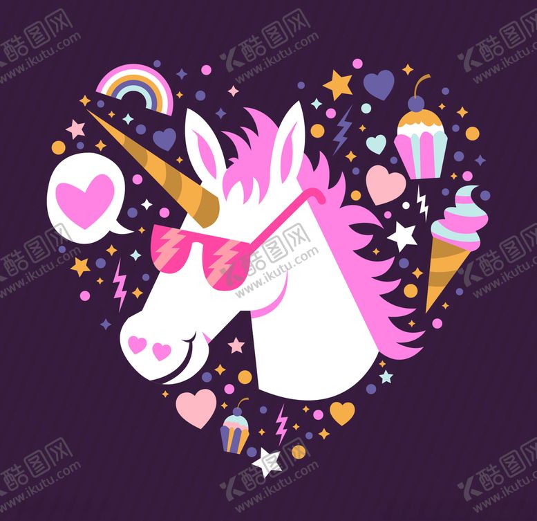 编号：72128910052129594250【酷图网】源文件下载-独角兽冰淇淋卡通