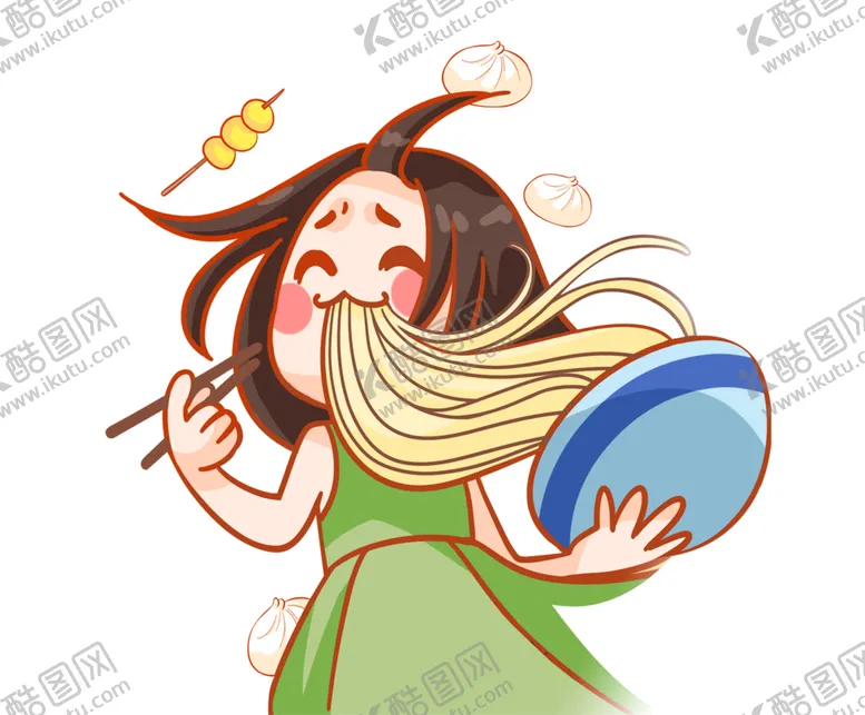 编号：63003601201056036154【酷图网】源文件下载-吃面的女孩插画