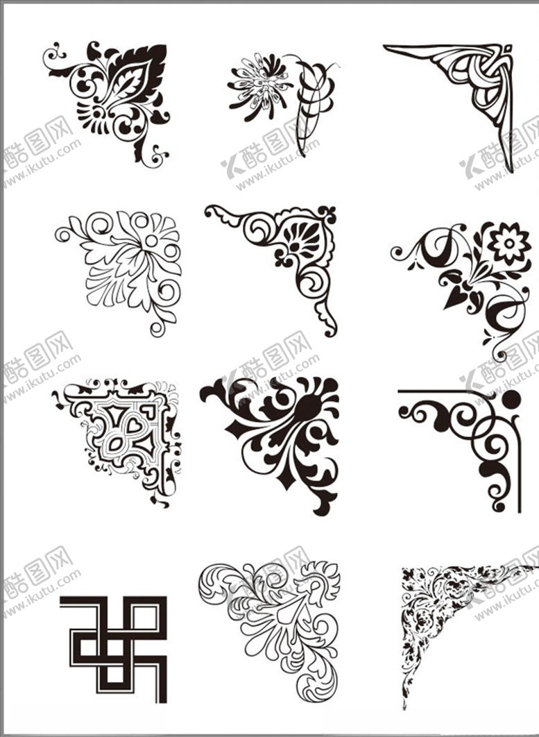 编号：31616411011100093028【酷图网】源文件下载-角花花纹花边边框