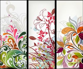 多彩花卉装饰三联画