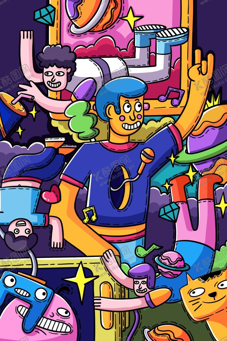 编号：64548509282008512840【酷图网】源文件下载-潮流卡通插画图案