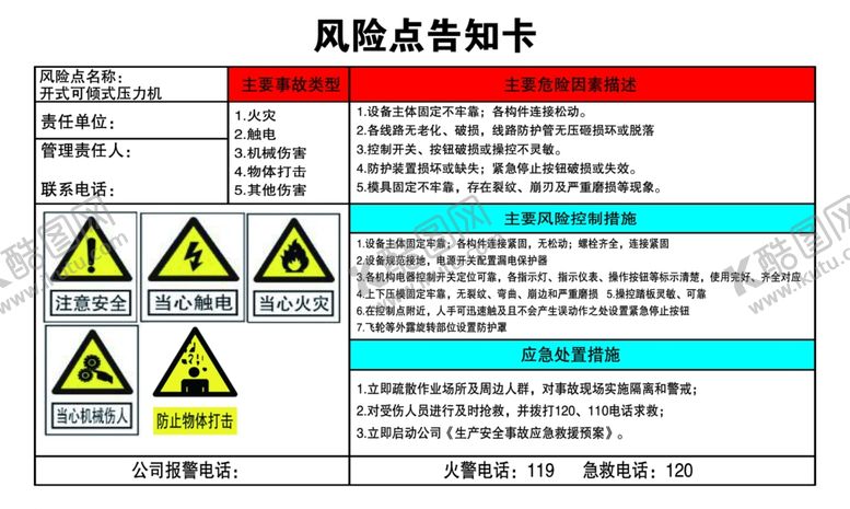 编号：24933306261635069847【酷图网】源文件下载-风险点告知卡