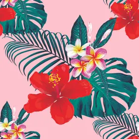 叶子花卉无缝图案