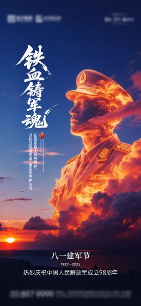 建军节插画海报