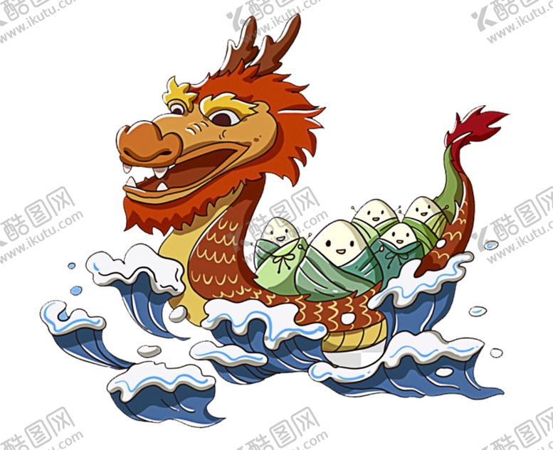 编号：56257310142231216226【酷图网】源文件下载-端午节龙舟载着一船粽子