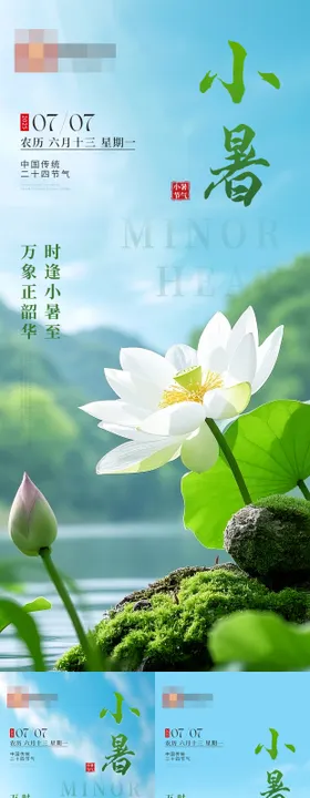 小暑节气荷花诗意海报展板