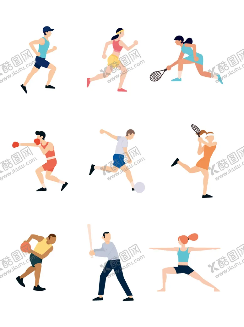 编号：43190709151805000917【酷图网】源文件下载-运动人物锻炼插画