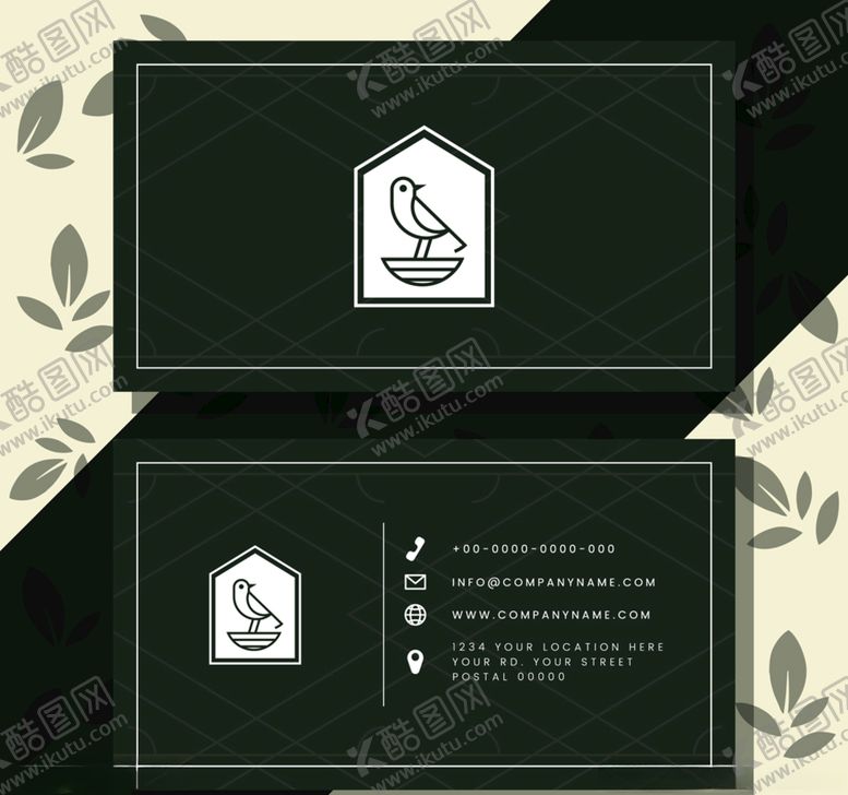 编号：57457510021205329390【酷图网】源文件下载-抽象鸟商务名片正反面矢量素材