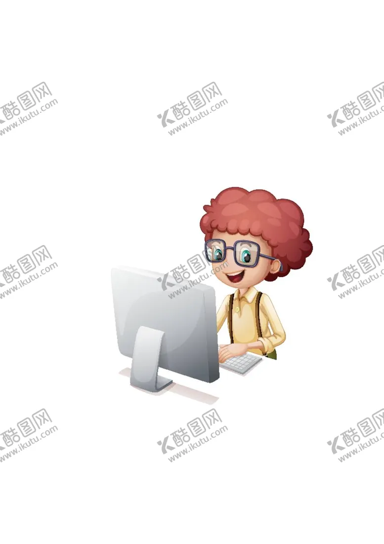 编号：82692812041518126452【酷图网】源文件下载-卡通看电脑男孩