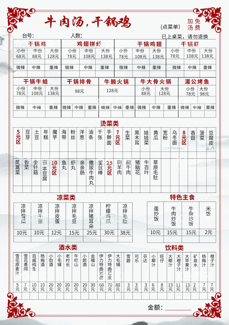 编号：91385512040933197996【酷图网】源文件下载-菜单排版