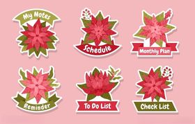 圣诞花卉贴纸装饰图案