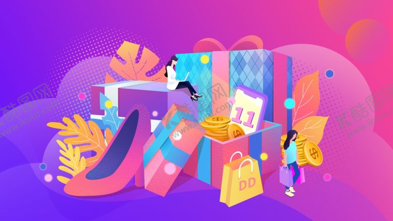 编号：98688209202342338002【酷图网】源文件下载-双11促销活动插画背景海报素材