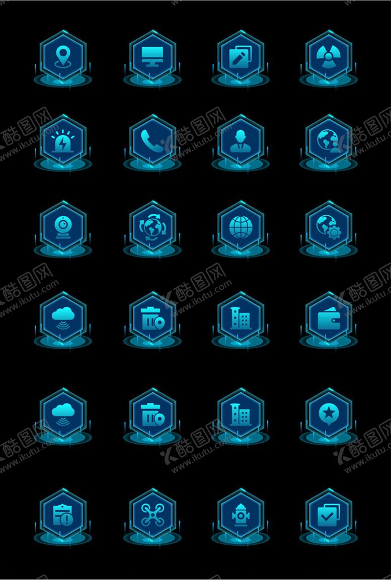 编号：85936401050212413431【酷图网】源文件下载-蓝色科技盾牌图标集合