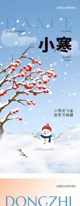 地产冬至小寒插画系列海报