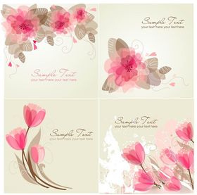 浪漫花卉水彩请柬模板