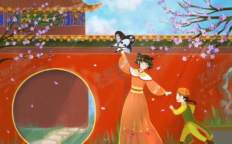 编号：83269707062214498447【酷图网】源文件下载-人物城墙国风古风插画背景素材