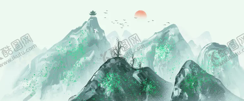 编号：32928212090526592196【酷图网】源文件下载-禅意山水画新中式山水