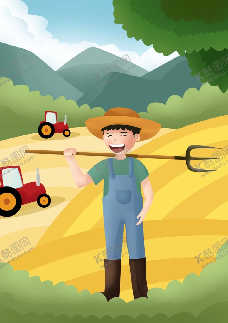 编号：20443410100635031850【酷图网】源文件下载-农民插画