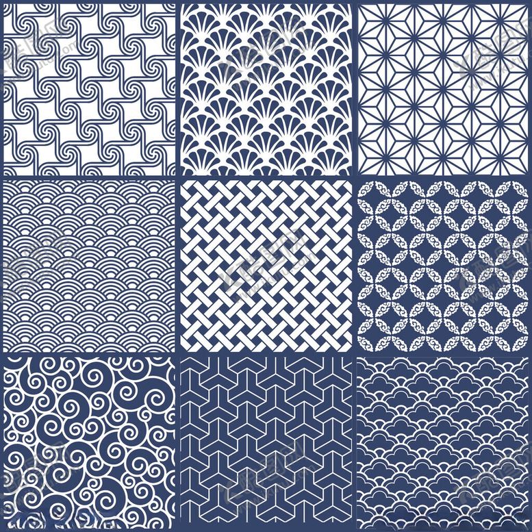 编号：69145304061613564756【酷图网】源文件下载-蓝白几何花纹图案集合