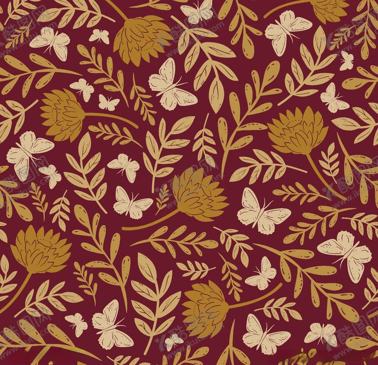 编号：57058009151854375445【酷图网】源文件下载-卡通花鸟植物底纹图案