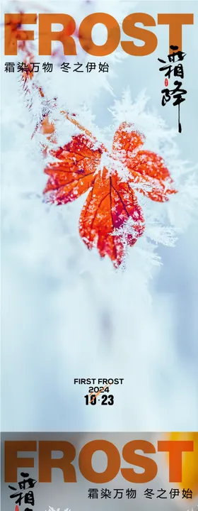 霜降节气系列海报简约意境二十四冰