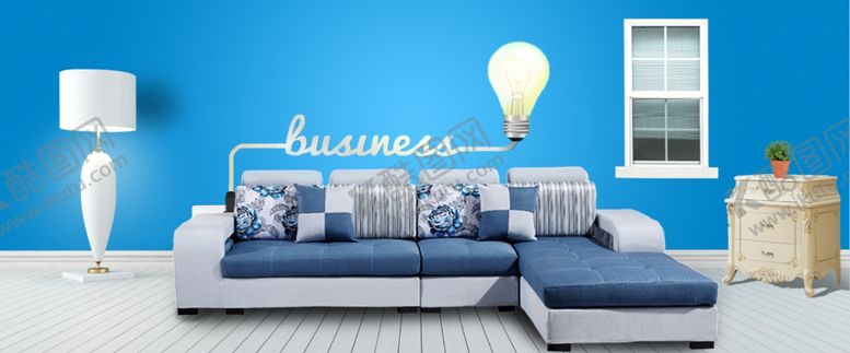 编号：43763809170913176572【酷图网】源文件下载-家居简约蓝色海报