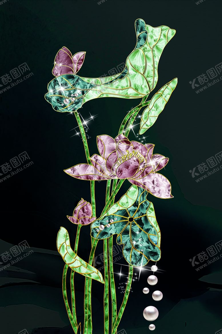 编号：58096910011816049371【酷图网】源文件下载-素雅荷花玄关装饰画