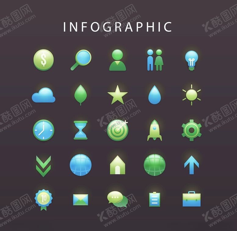 编号：21204212221457138169【酷图网】源文件下载-多彩扁平化信息图表图标集