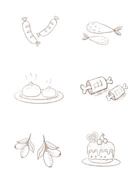 手绘食物线描食物食物线稿