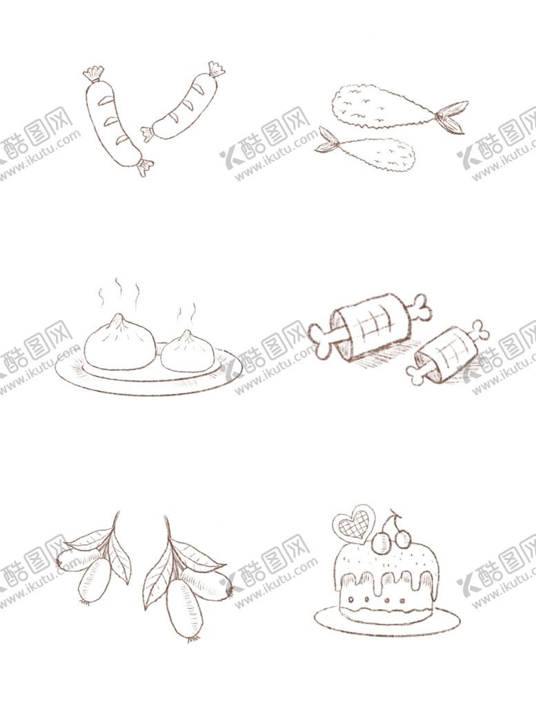编号：22716106291234191104【酷图网】源文件下载-手绘食物线描食物食物线稿