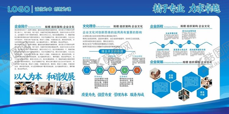 编号：11864102090702139904【酷图网】源文件下载-蓝色渐变企业文化展板