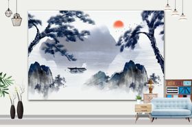 山水画装饰素材墙挂中式装饰