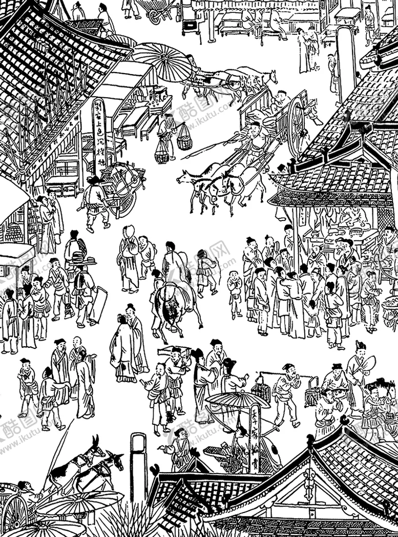 编号：31748609140536310927【酷图网】源文件下载-古代人物休闲女人扁平化场景