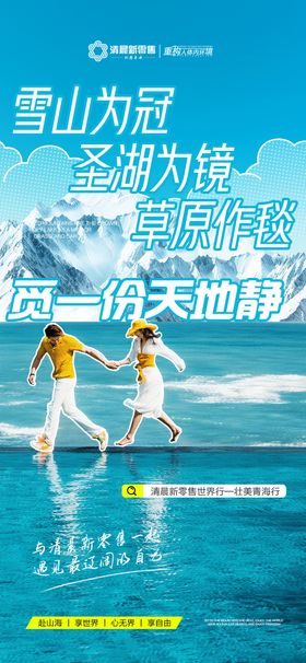 蓝色招商旅游营销青海政策海报