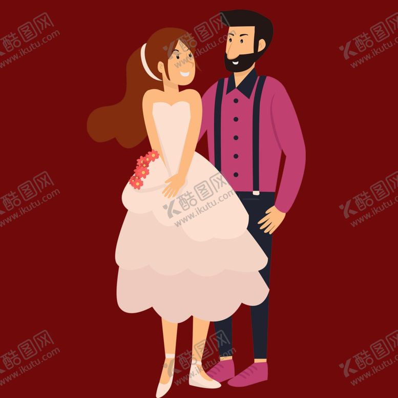 编号：84868302030038324035【酷图网】源文件下载-手绘结婚男女