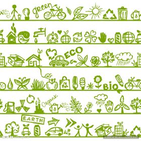 绿色环保主题手绘图标集合