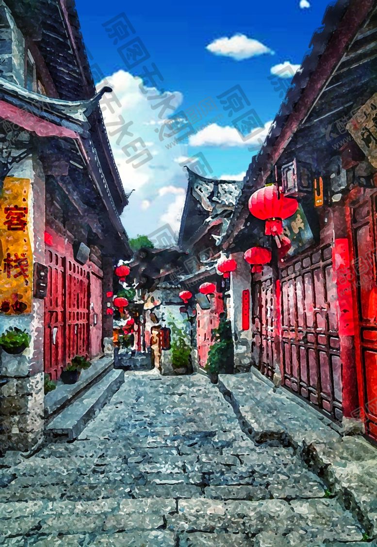 编号：41626906231913326575【酷图网】源文件下载-古城小道晴朗