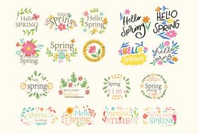 多彩花卉节日祝福标签集