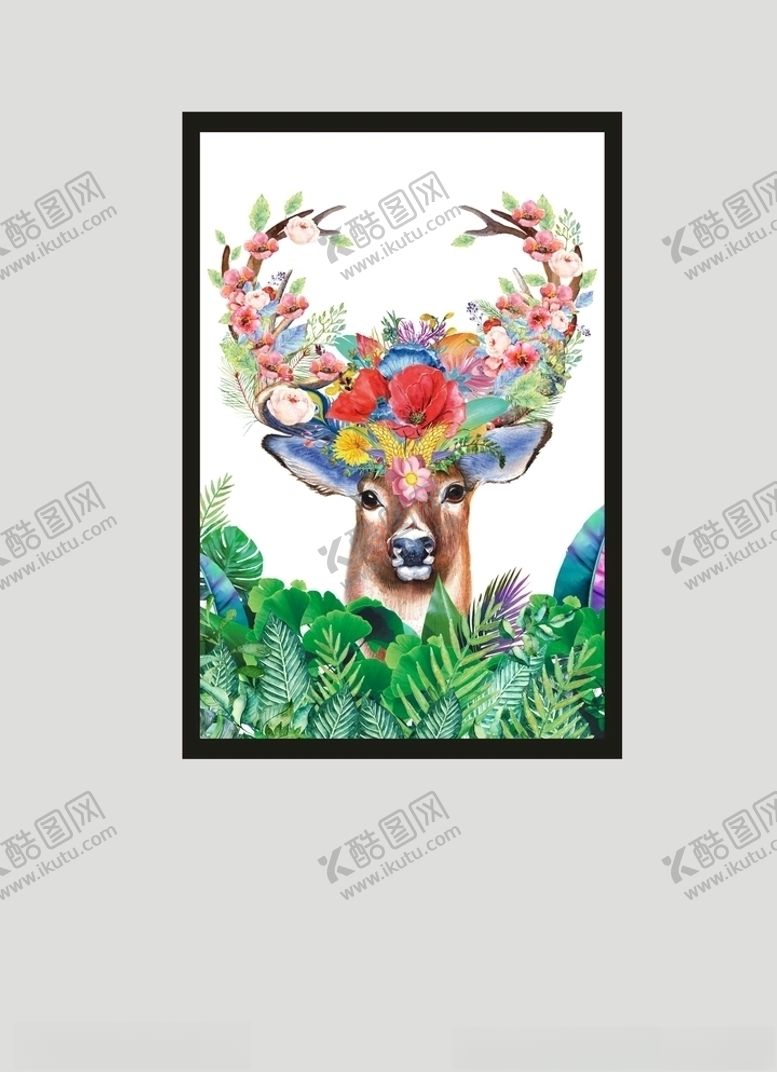 编号：71338807141101381192【酷图网】源文件下载-现代简约北欧装饰画鹿
