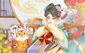 古风少女与萌虎温馨画面