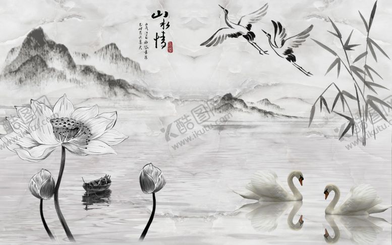 编号：25726206180900157234【酷图网】源文件下载-山水画背景墙