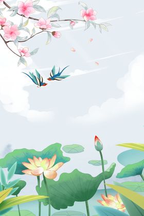 中国风背景文艺小清新小清新展板