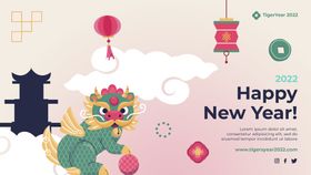 虎年春节2022海报背景卡通