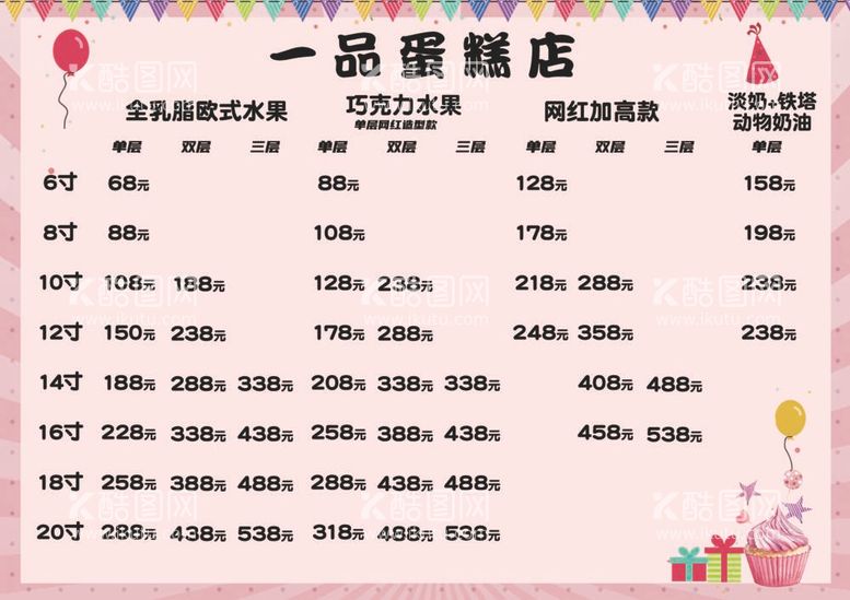 编号：72087212032012185055【酷图网】源文件下载-蛋糕菜单