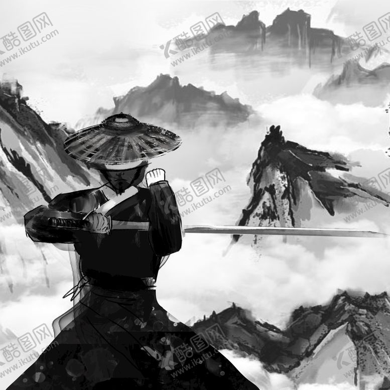 编号：84916510062237081385【酷图网】源文件下载-武侠水墨人物画