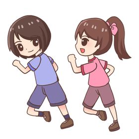 可爱跑步女孩矢量卡通插画