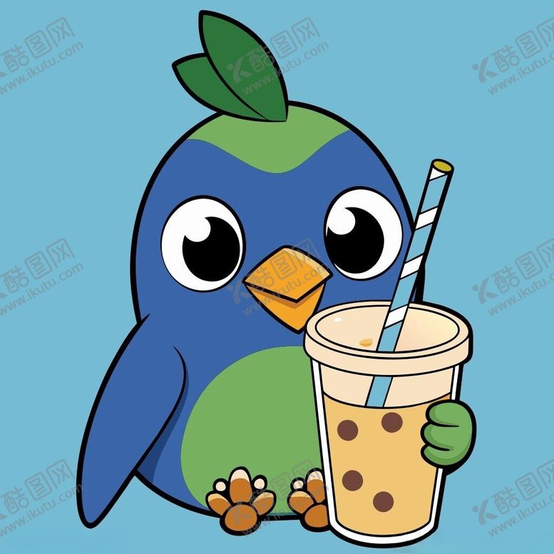 编号：89612601311417336766【酷图网】源文件下载-布谷鸟喝奶茶Logo